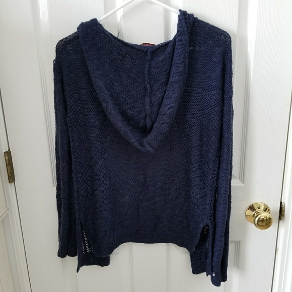 Navy Blue Hooded Cardigan - Picture 2 of 3